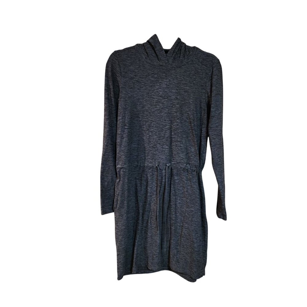 Kyodan Gray Long Sleeve Hooded Tunic Dress With Adjustable Waist Size M